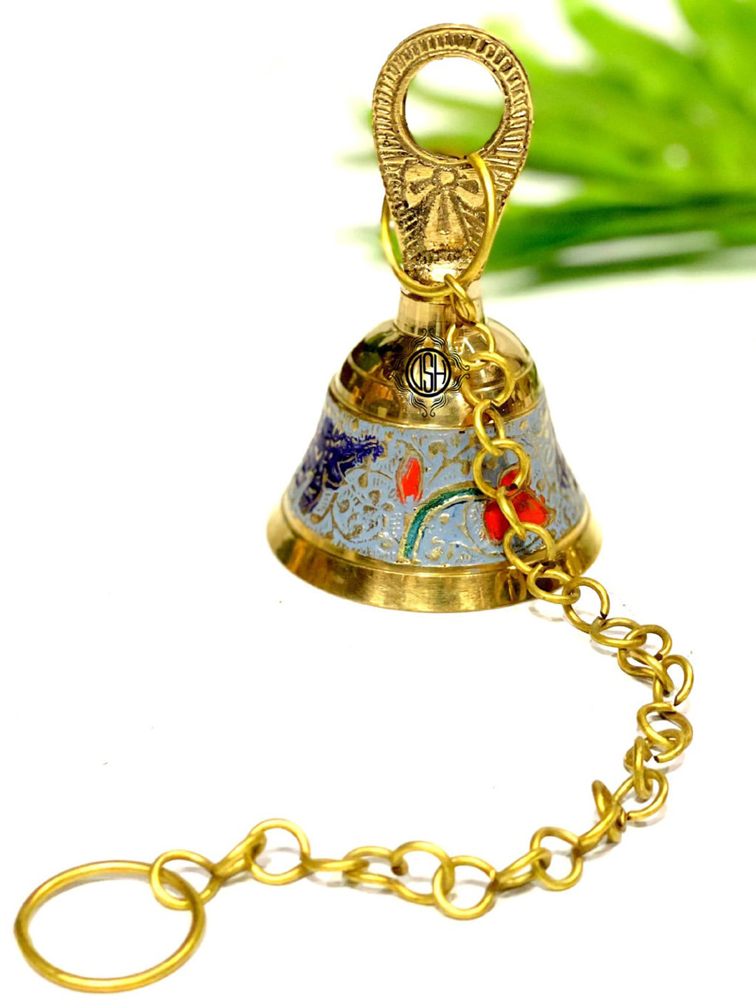 DSH Crafting Your Curiosity Gold toned & Blue 2 pcs Brass Hanging Pooja Bell