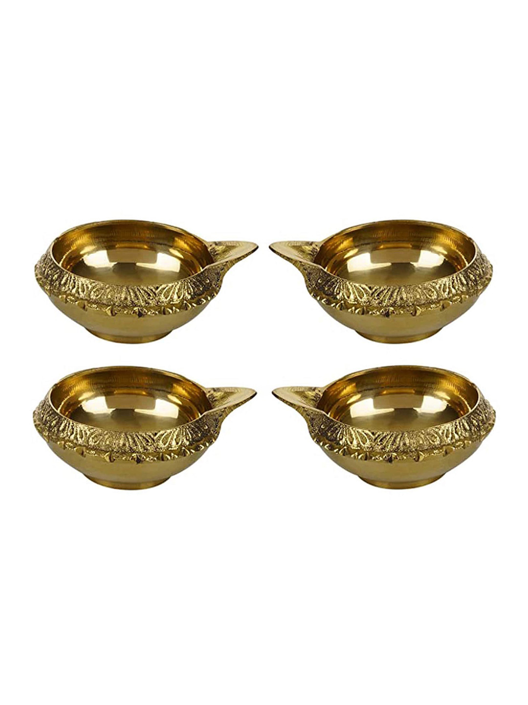 DSH Crafting Your Curiosity Gold Toned 4 Pieces Textured Brass Diya