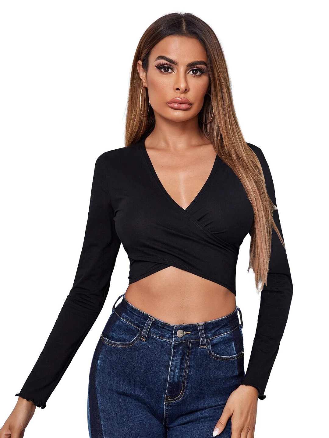 BAESD Ribbed Wrap Crop Top