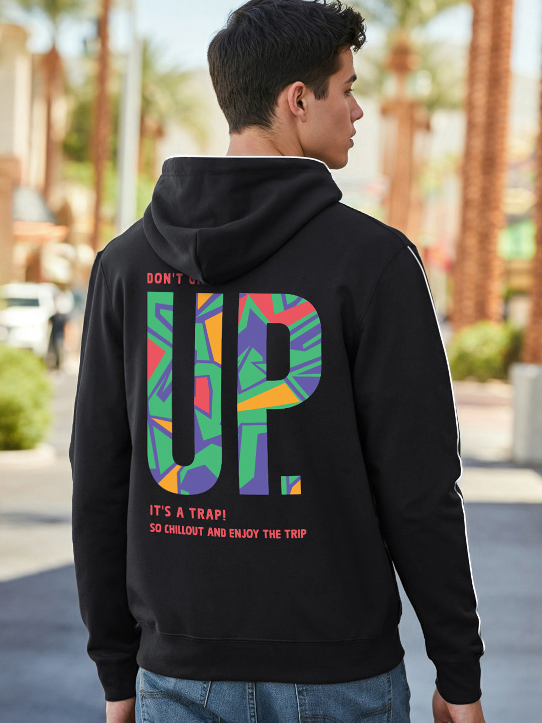 Bewakoof Dont Grow Up Typography Printed Hooded Sweatshirt