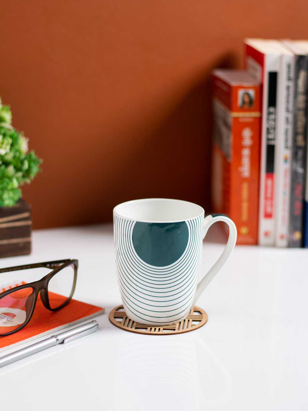 JCPL Lalit Name Personalised White Geometric Ceramic Microwave Safe 2 Piece Mug-350ml