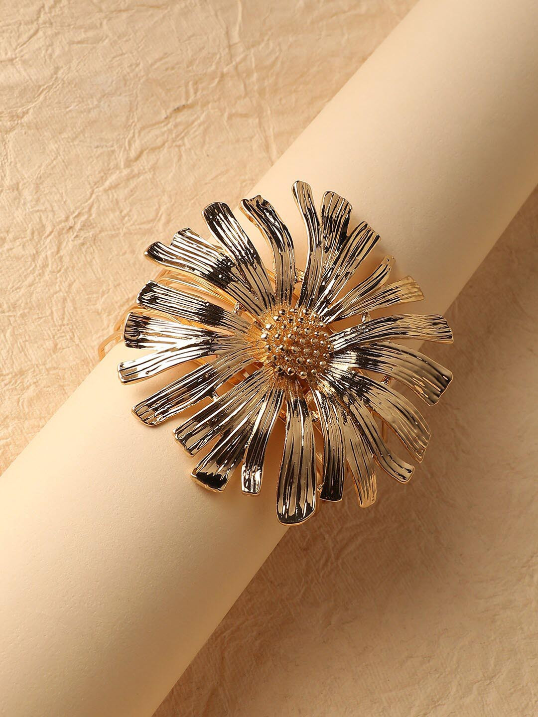 SOHI Gold-Plated Sunflower Statement Cuff Bracelet