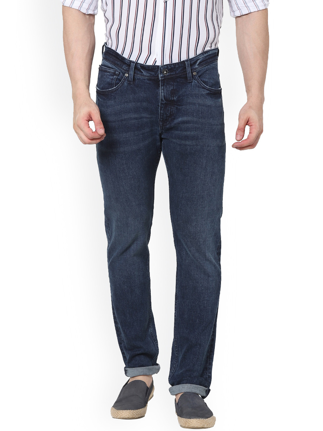 Celio Men Tapered Fit Whiskers & Chevrons Clean Look Cotton Jeans
