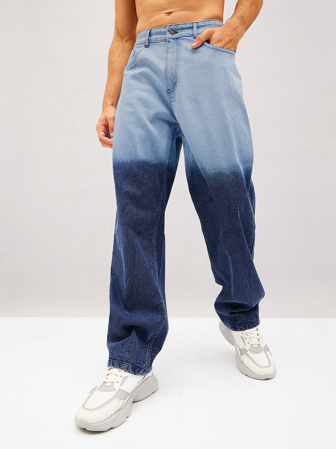 MASCLN SASSAFRAS Men Blue Relaxed Fit Clean Look Ombre Jeans