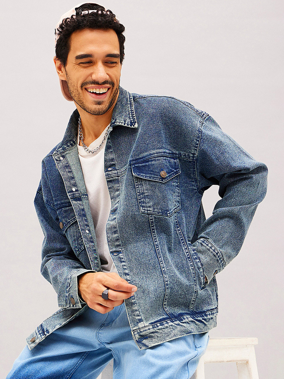 MASCLN SASSAFRAS Washed Relaxed Fit Denim Jacket