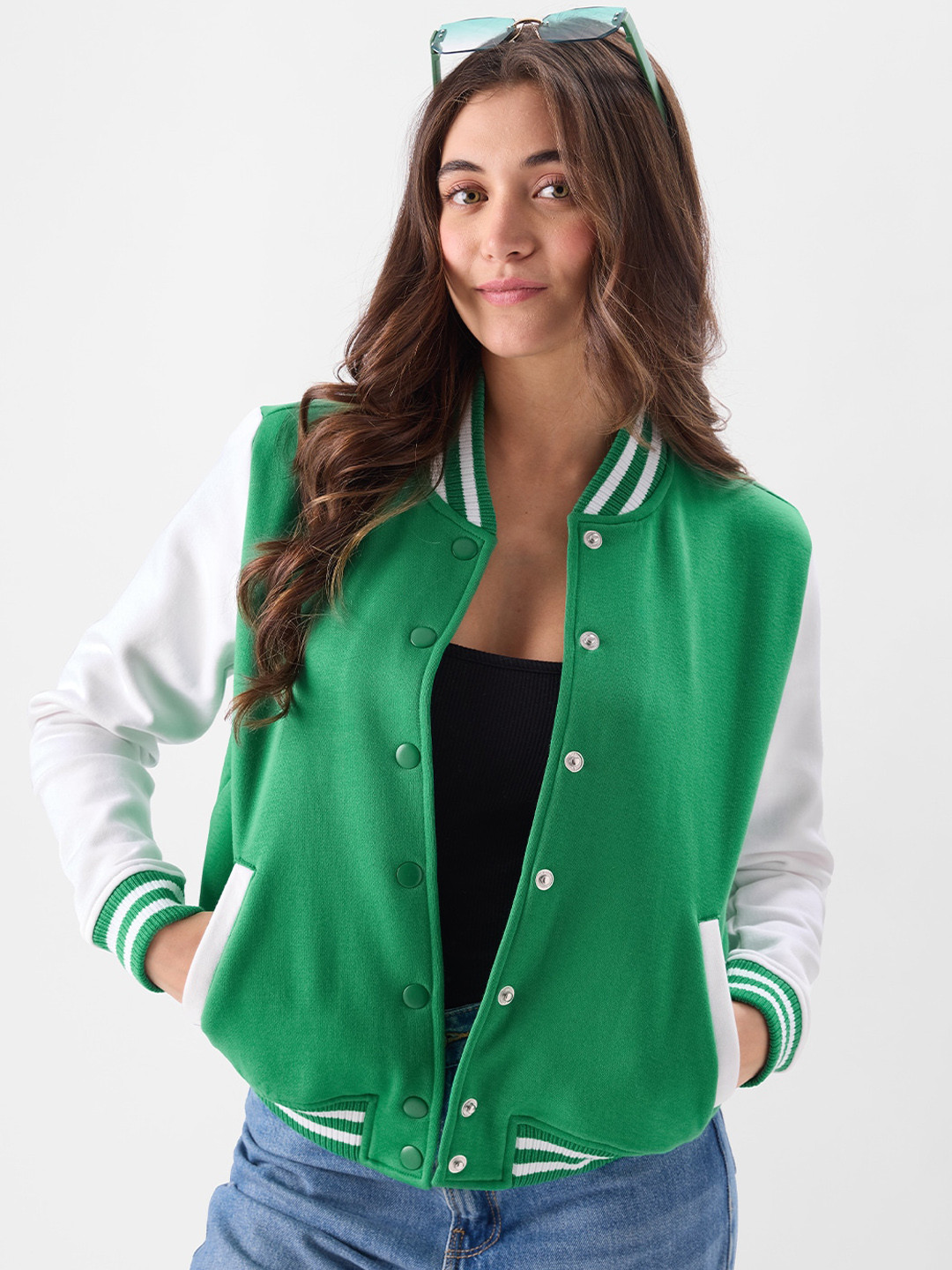 The Souled Store Stand Collar Lightweight Pure Cotton Bomber Jacket