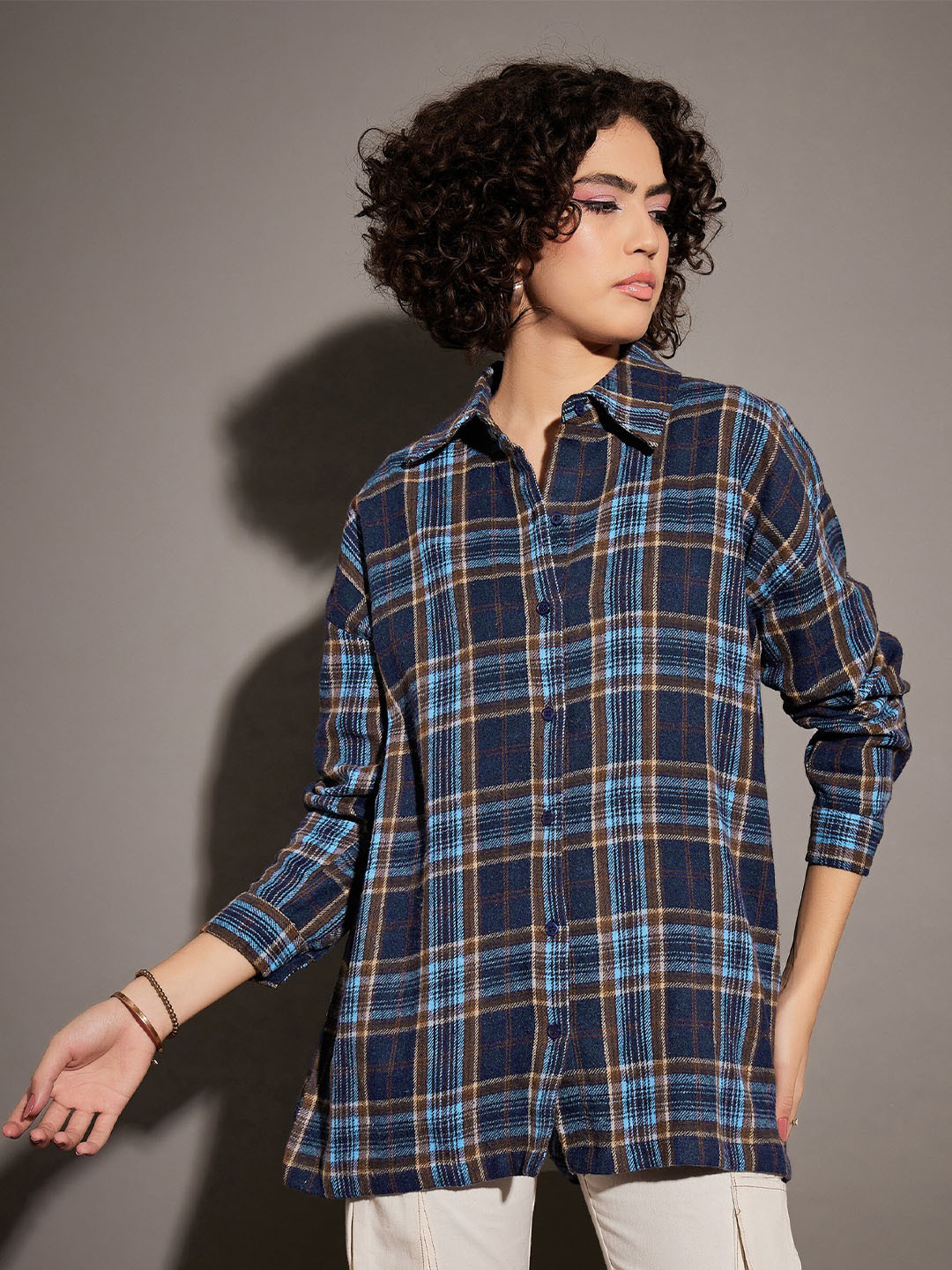 SASSAFRAS Tartan Checked Oversized Pure Cotton Casual Shirt