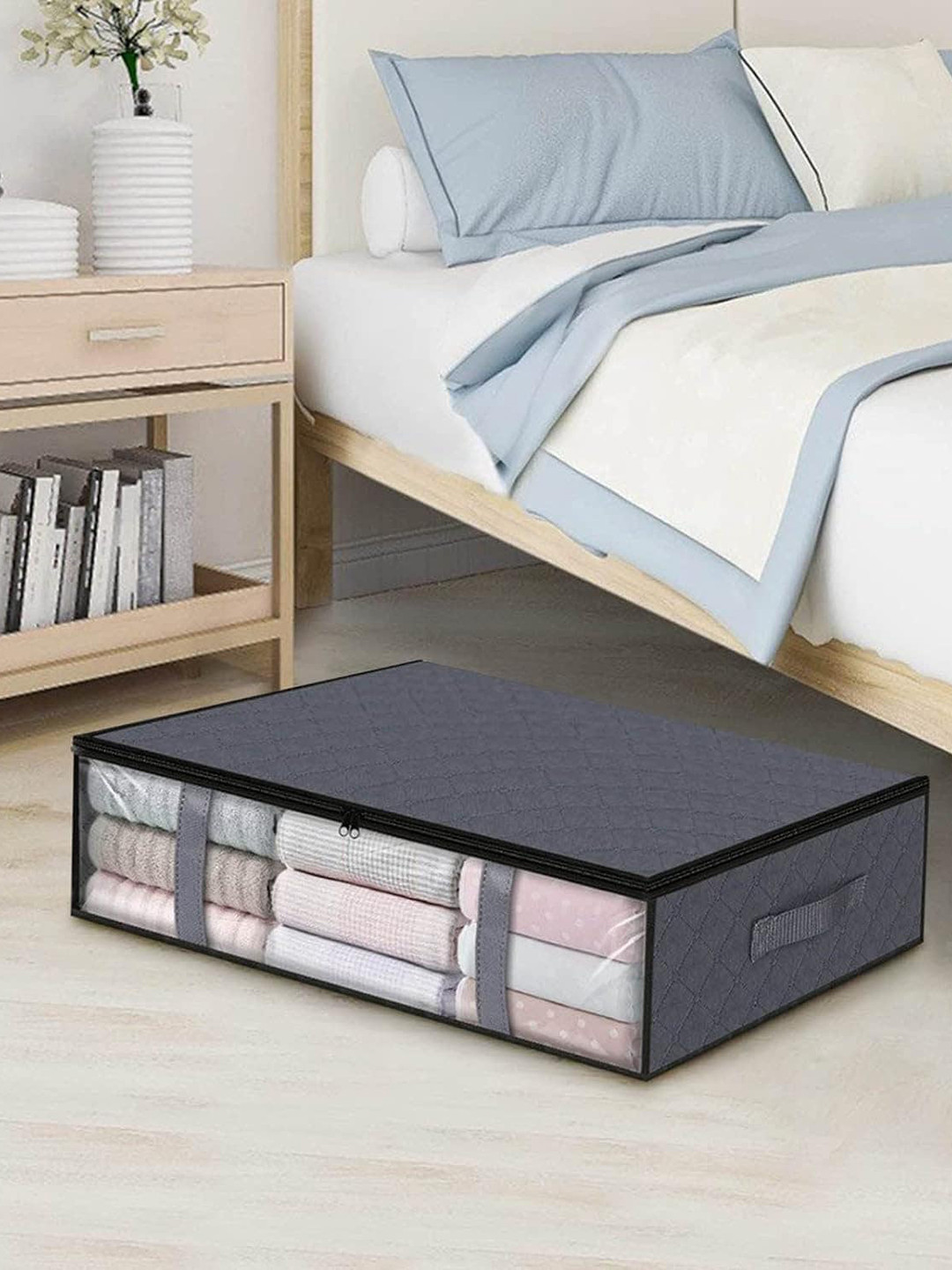 Awestuffs Grey Super Strong Underbed Storage Organizer