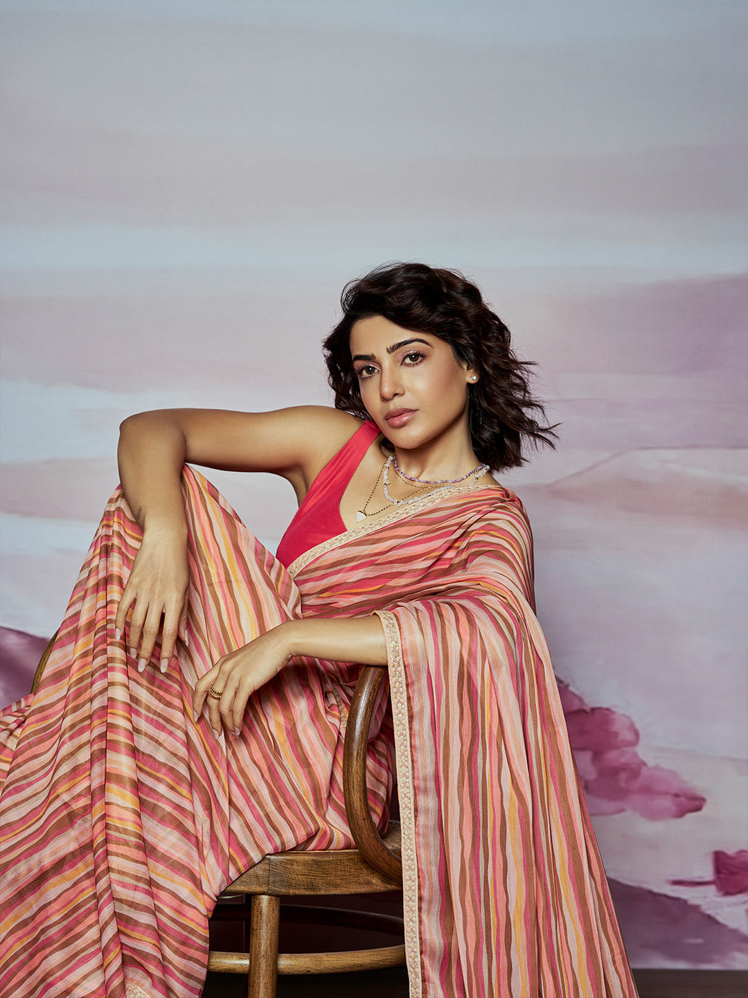 Saaki Striped Embroidered Saree