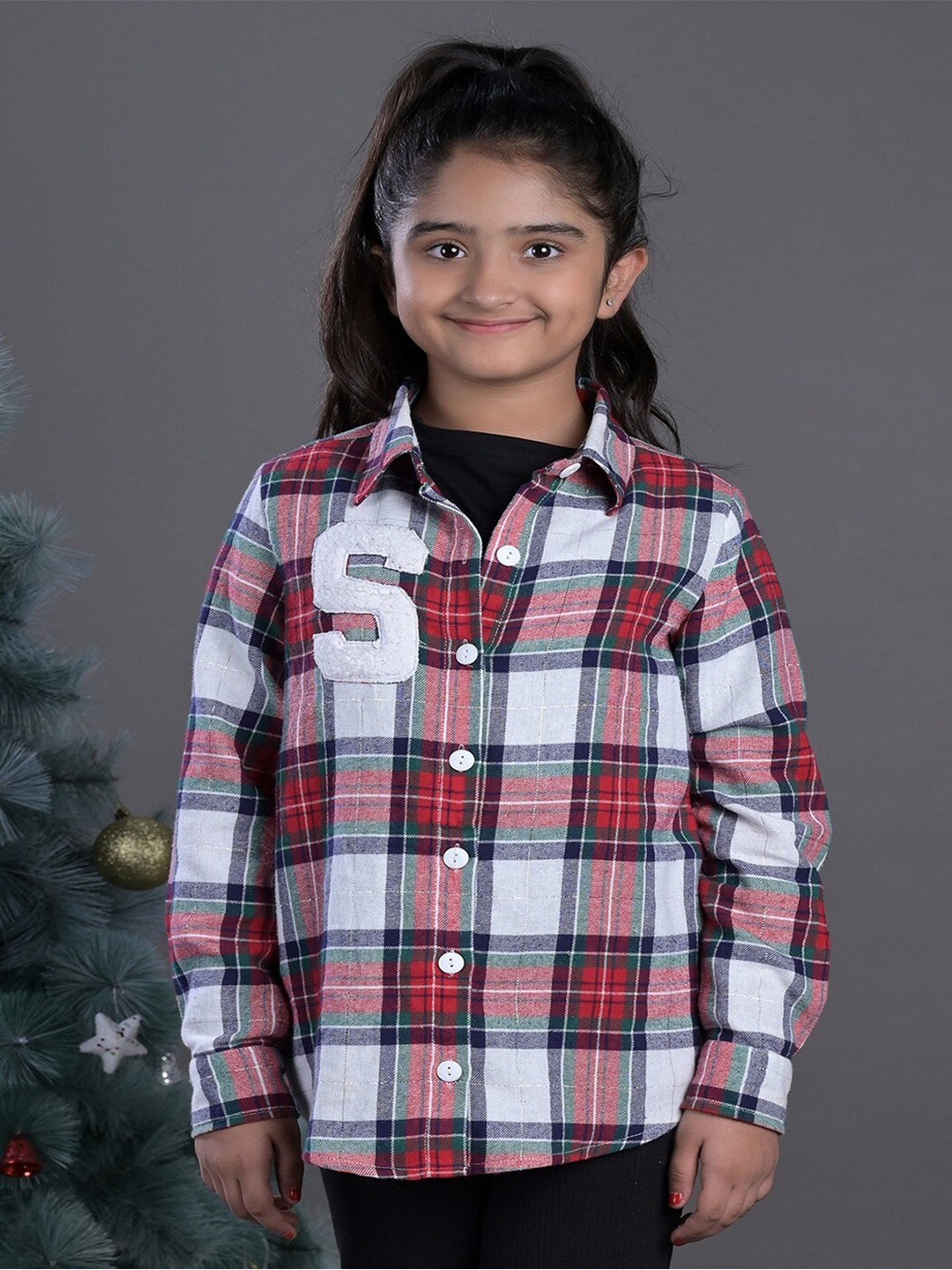 Budding Bees Girls Comfort Tartan Checked Pure Cotton Casual Shirt