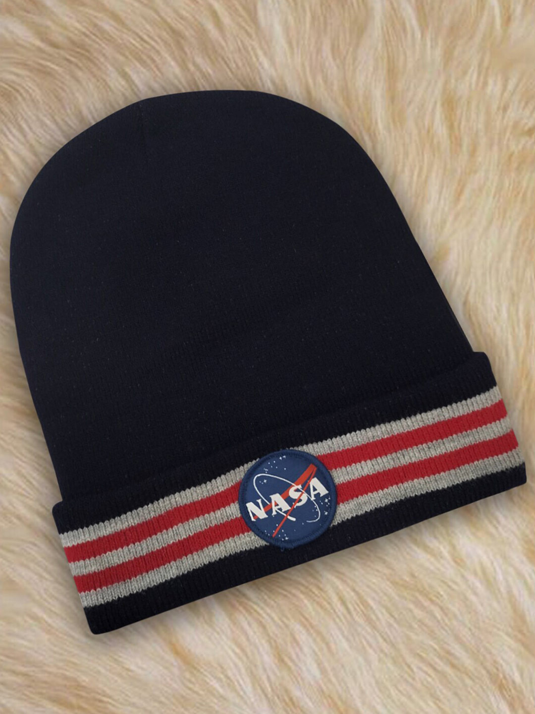 Free Authority Men Nasa Printed Knitted Beanie Caps