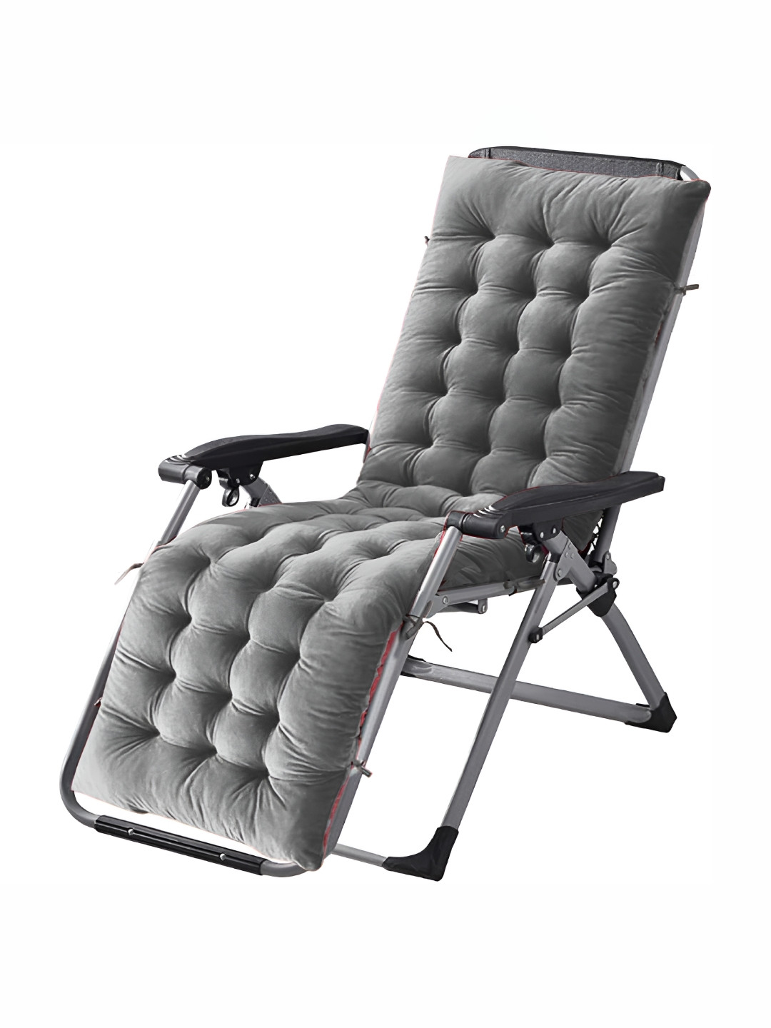 DADDY COOL Grey Rocking Chair Velvet Chair Cushion Pad