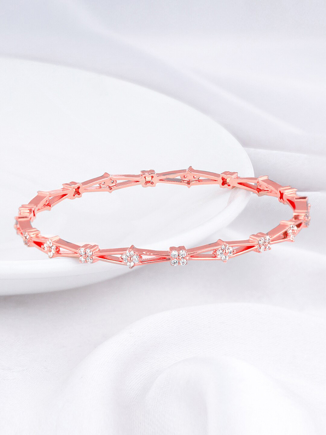 GIVA 925 Sterling Silver Rose Gold-Plated Stone-Studded Bangles