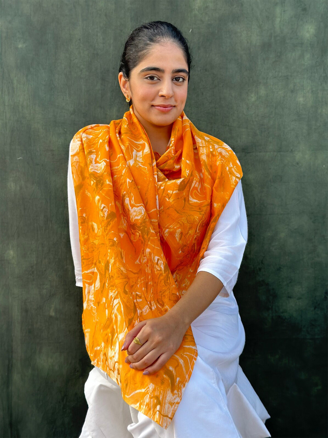 BUTA BUTI Abstract Marble Printed Cotton Stole