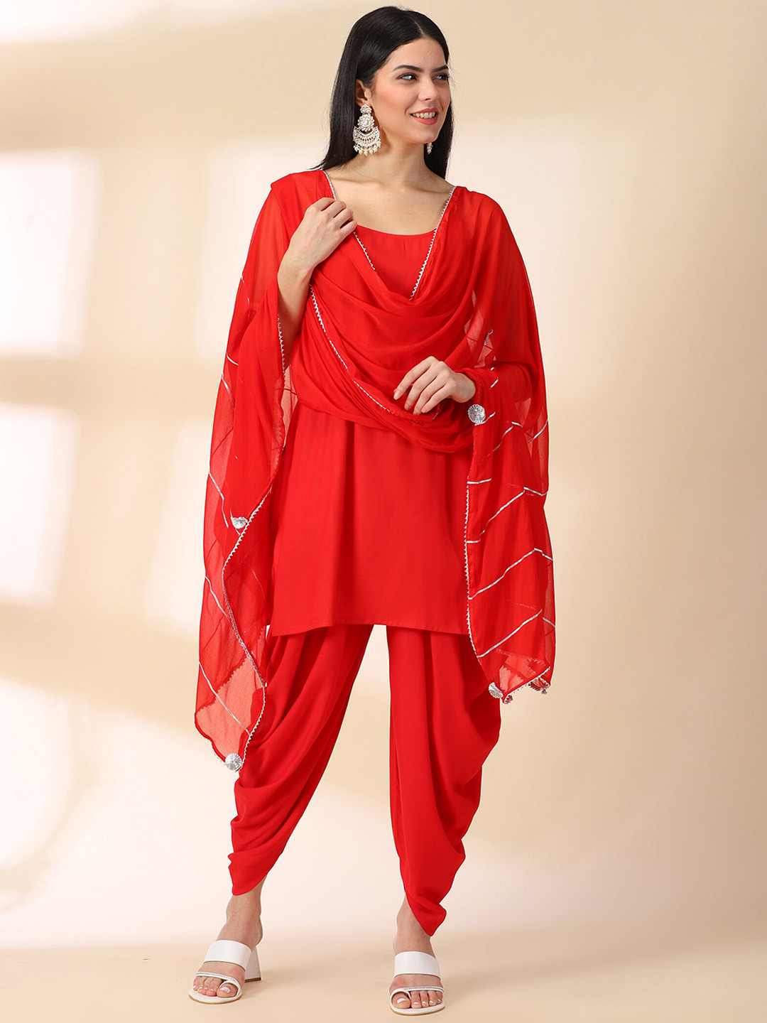 DIVINATION Straight Kurta With Dhoti Pants & Dupatta