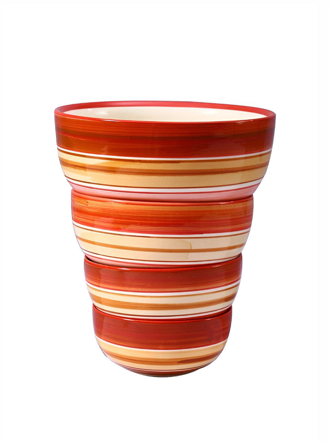 caffeine Cream-Coloured 4 Pieces Ceramic Microwave Safe Illusion Serving Bowl