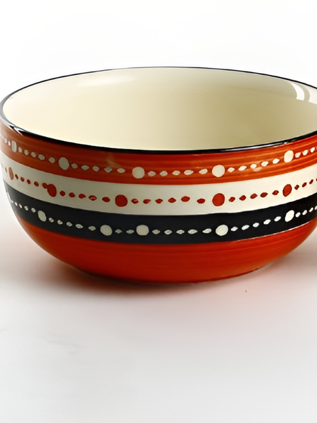 Caffeine Set of 4 Ceramic Handmade Red & Black Dotted Serving Bowl