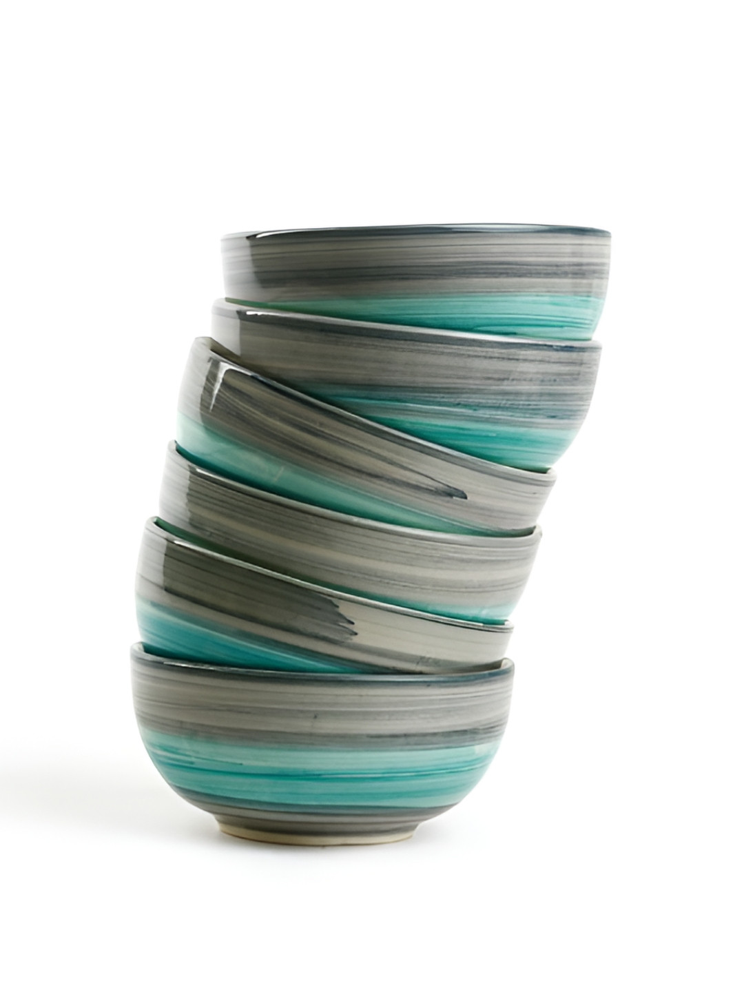 caffeine Sea Green 6 Pieces Ceramic Microwave Safe Fashion Dessert Bowl