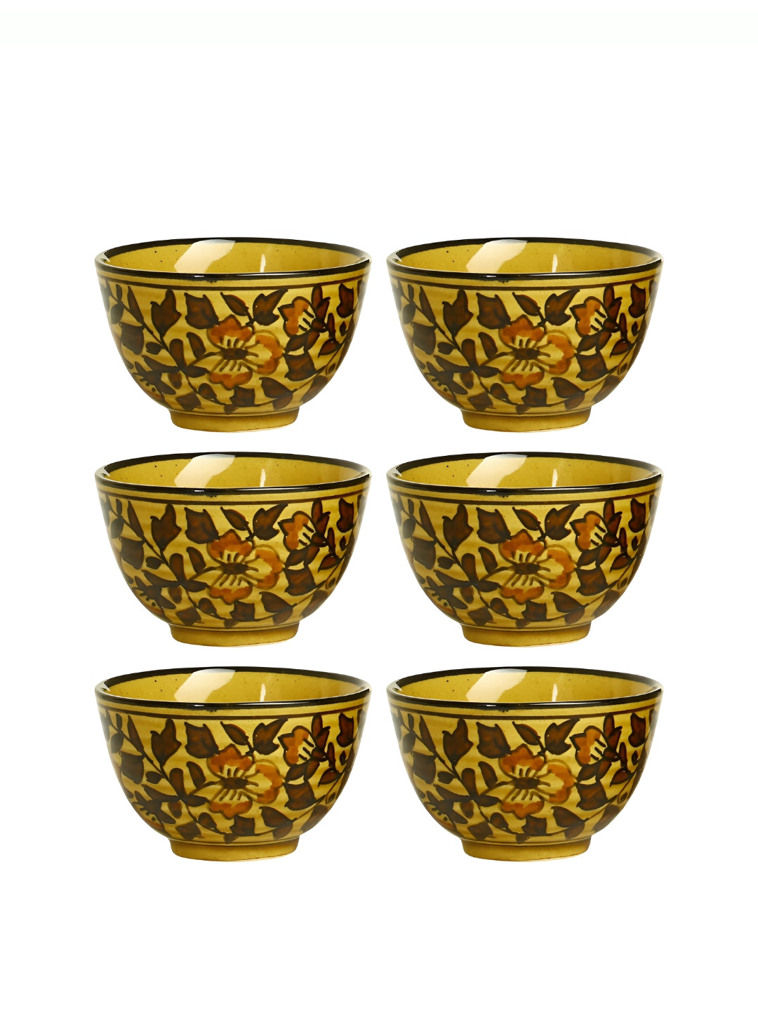 caffeine Mustard 6 Pieces Ceramic Microwave Safe Fashion Dessert Bowl