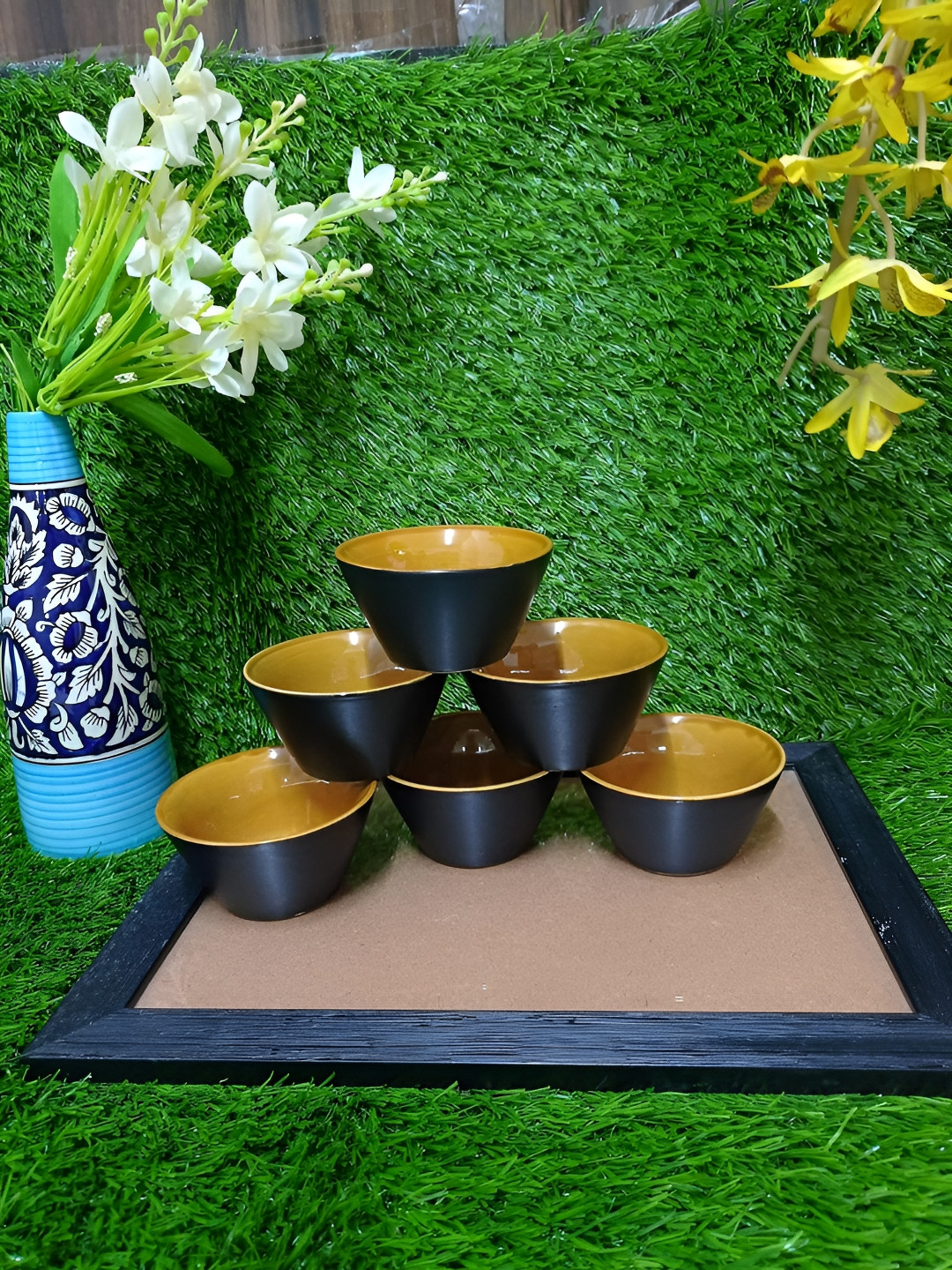 caffeine Mustard 6 Pieces Ceramic Microwave Safe Fashion Dessert Bowl