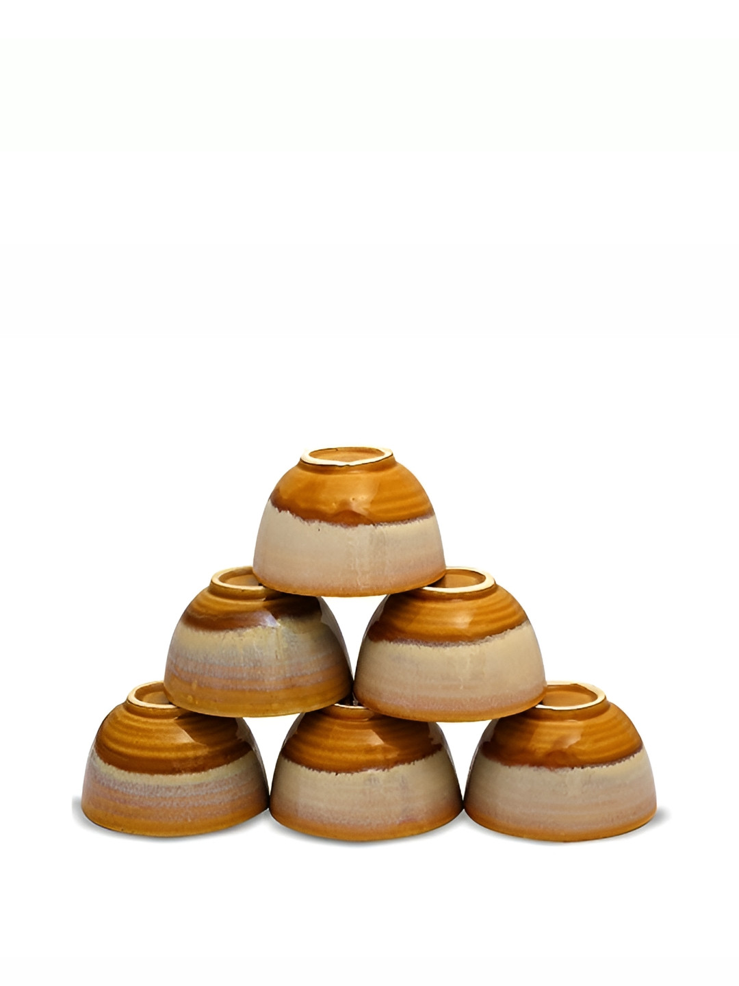 caffeine Muatard & Cream 6 Pieces Ceramic Microwave Safe Serving Bowls