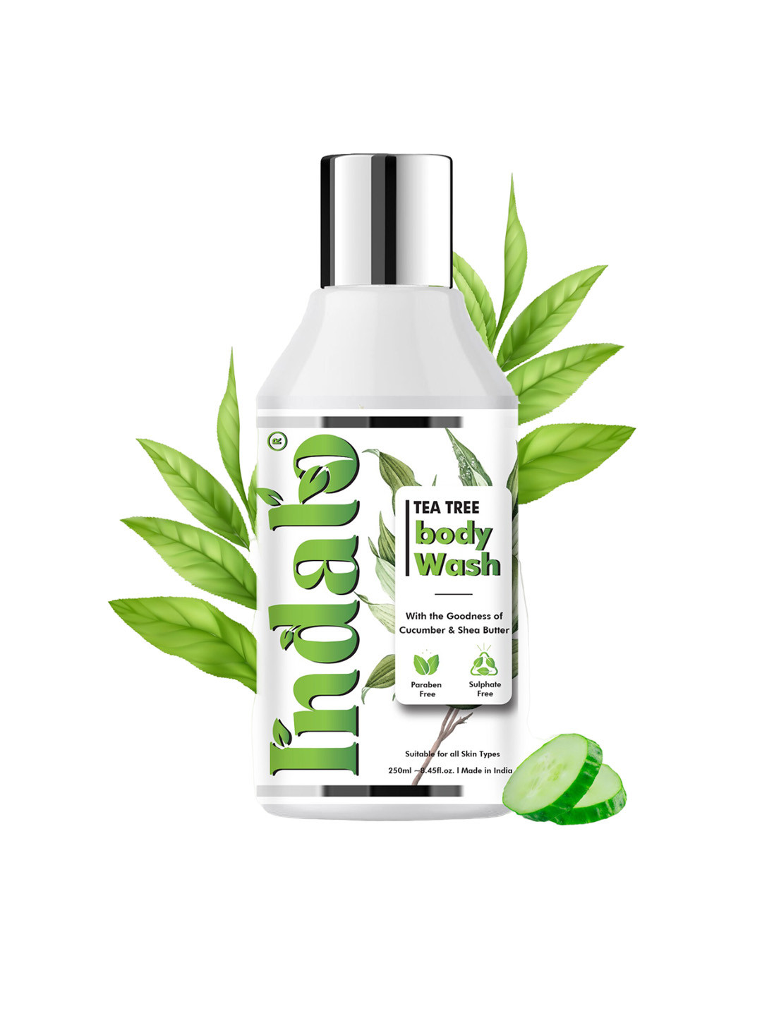 INDALO Tea Tree Body Wash with Cucumber & Shea Butter - 250 ml