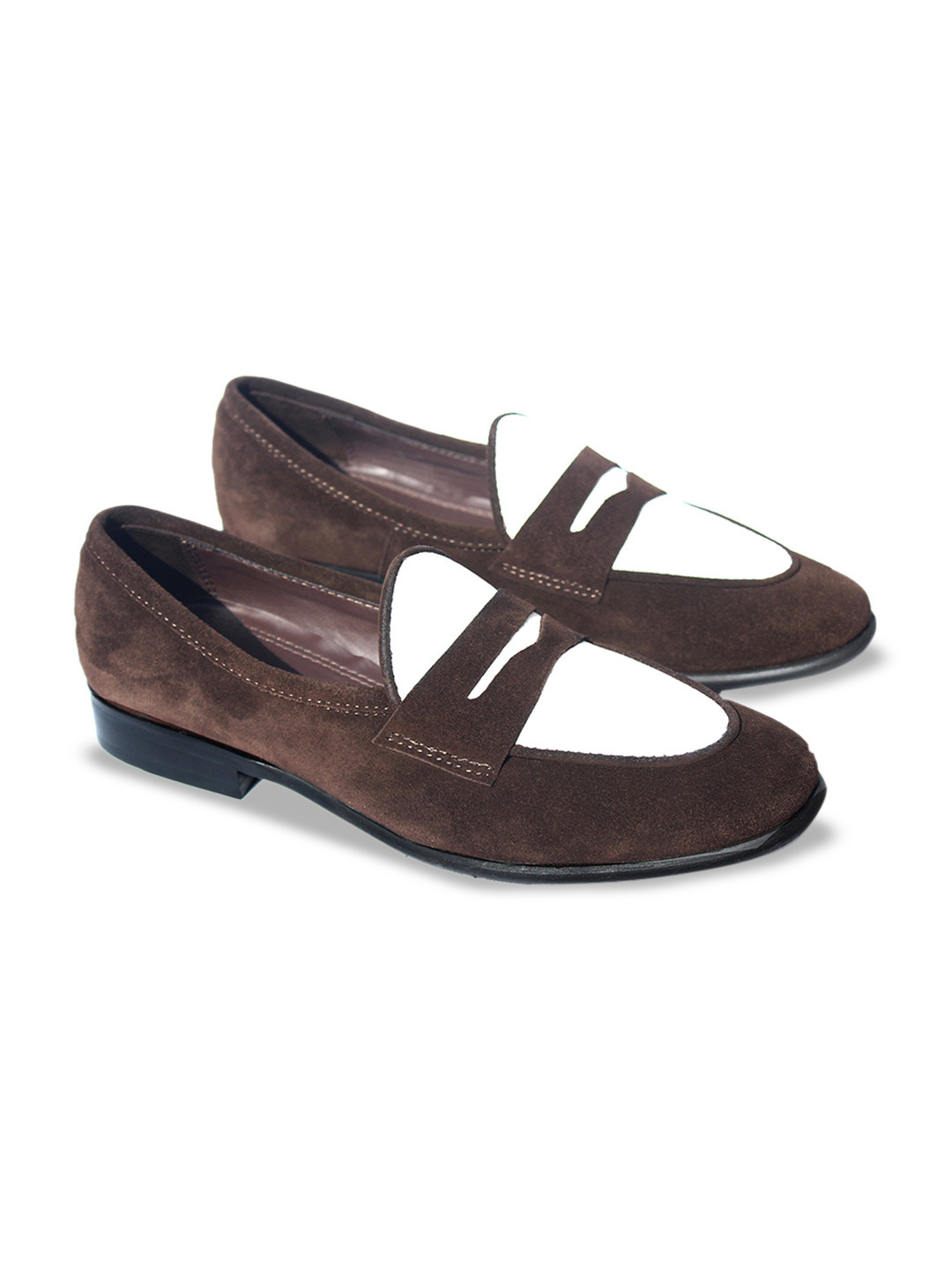 Wolvenmilano Men Colourblocked Suede Leather Penny Loafers