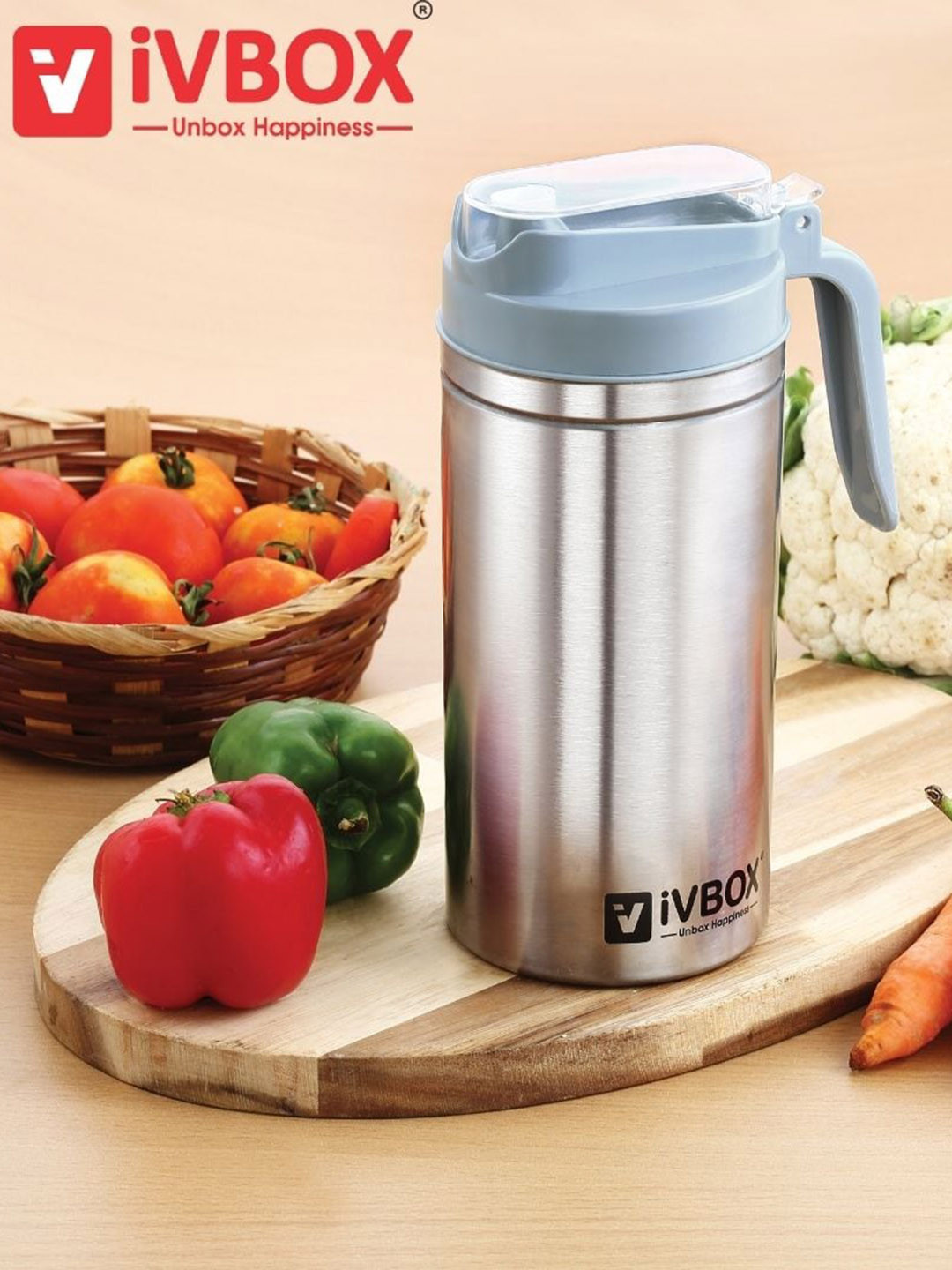 iVBOX Stainless Steel Oil Dispenser Bottle with Lid 1 L