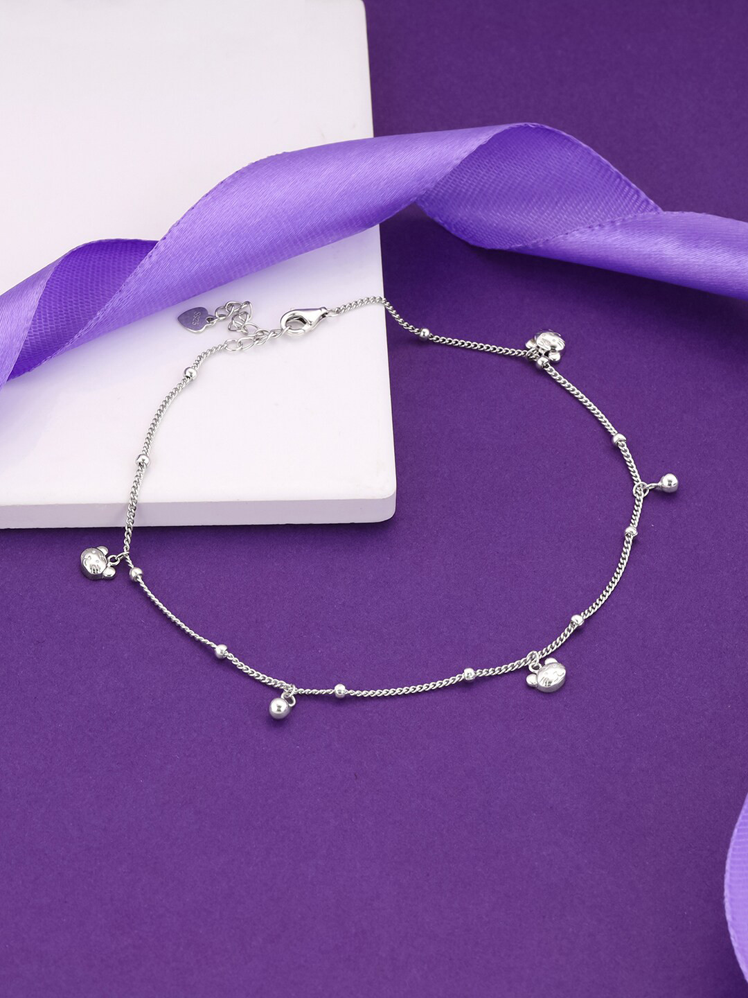 GIVA 925 Sterling Silver Rhodium Plated Tigress Anklets