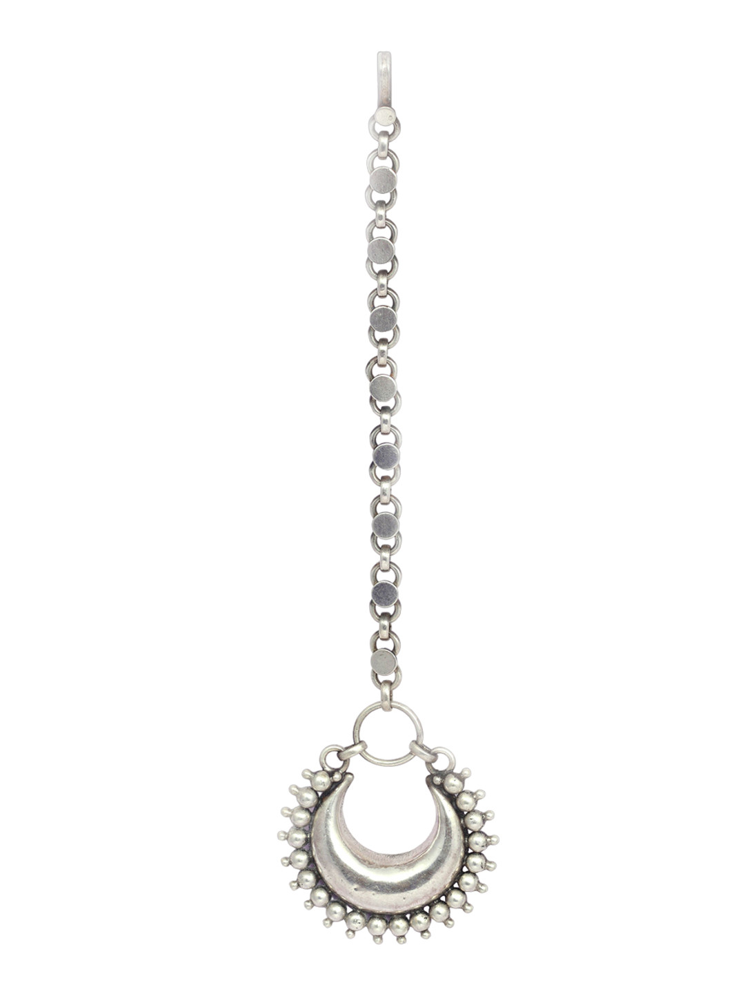 Shyle 925 Sterling Silver Moh Chandra Maang Tikka