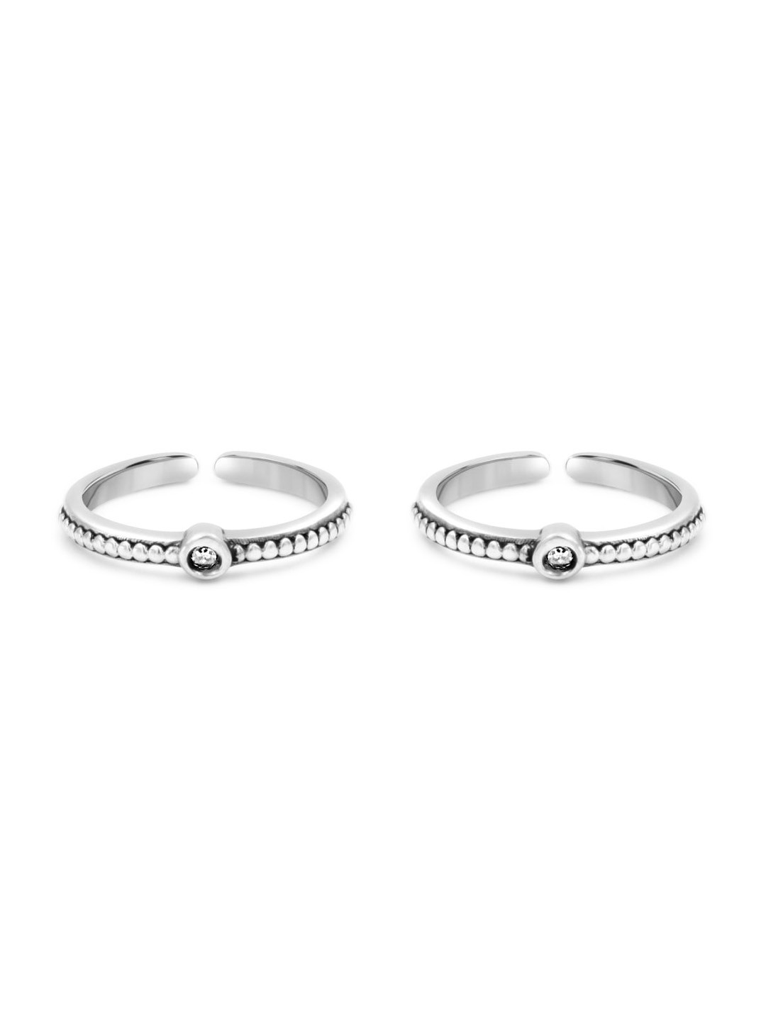 Zarkan 92.5 Sterling Silver Rhodium-Plated CZ-Studded The Belle Dot Toe Rings