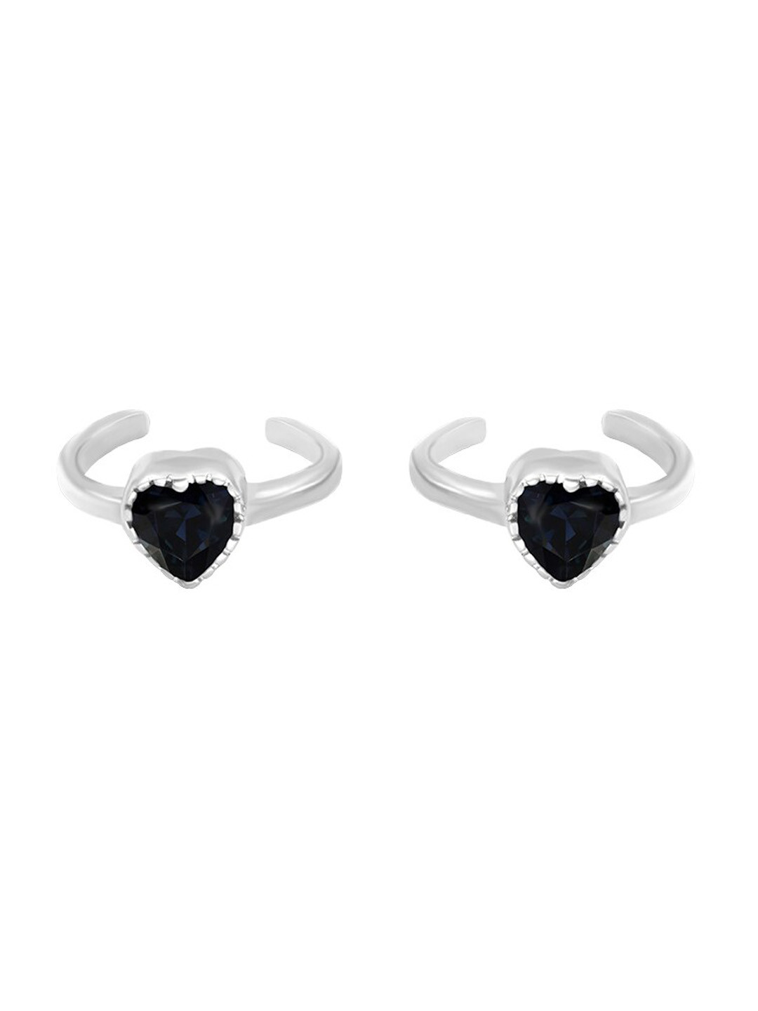 Zarkan Rhodium-Plated 92.5 Sterling Silver Gemstone-Studded Nazariya Toe Rings