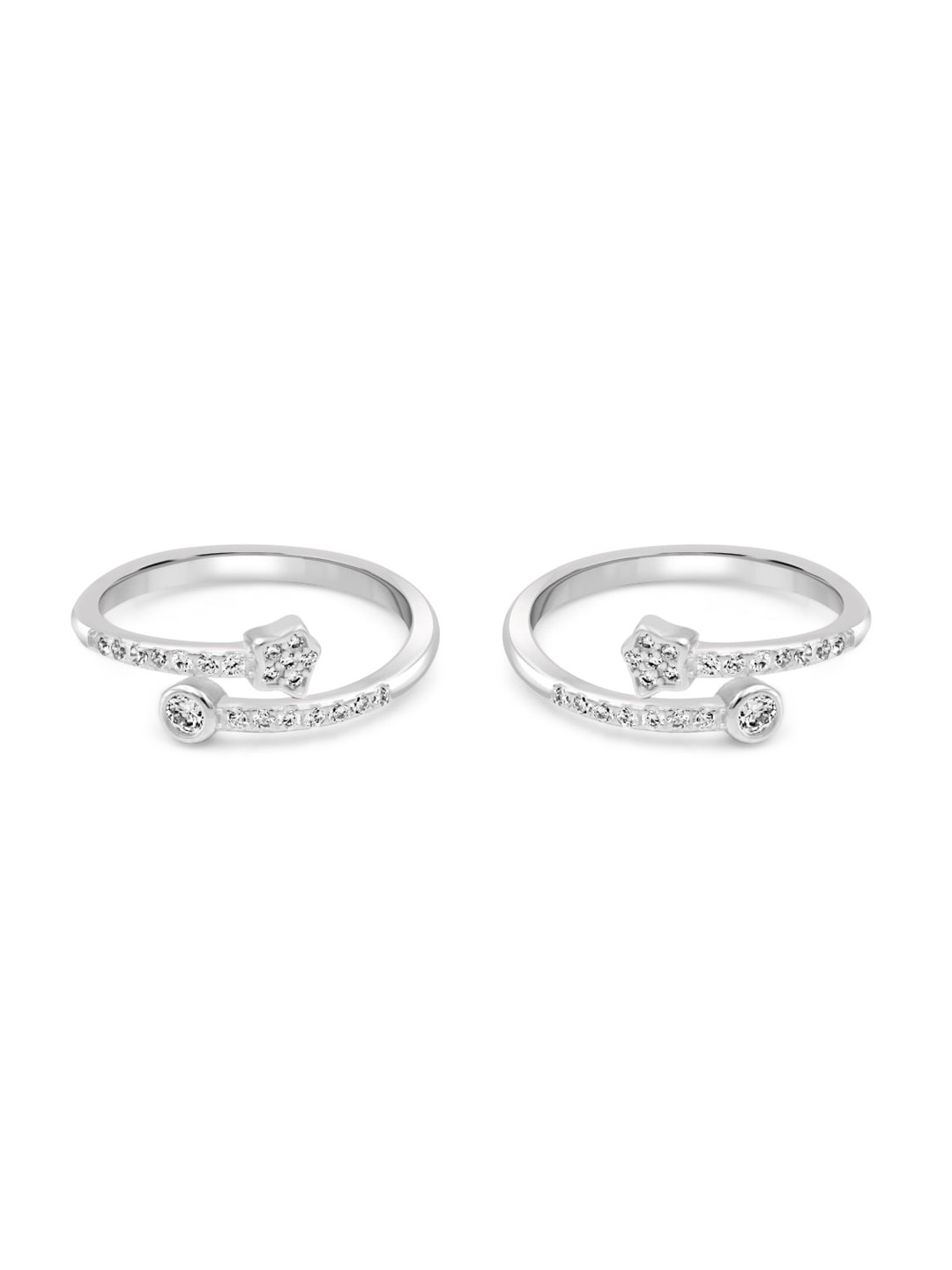 Zarkan 92.5 Sterling Silver Rhodium Plated CZ-Studded Exceeding Excellence Toe Rings
