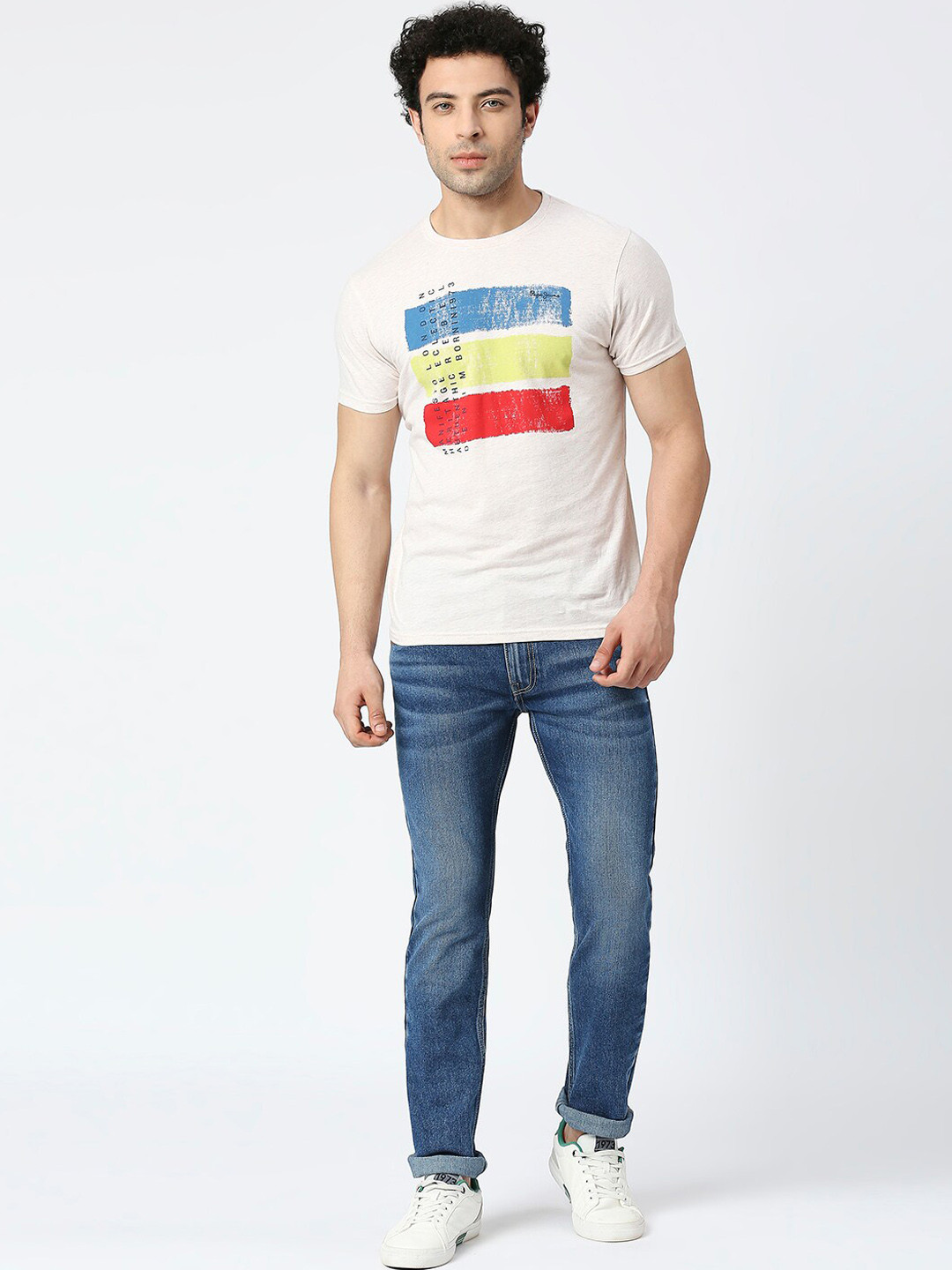 Pepe Jeans Men Heavy Fade Clean Look Vapour Slim Fit Stretchable Jeans