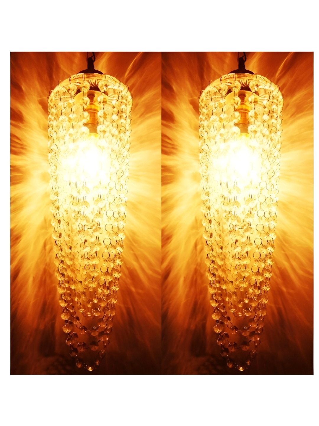 SHRI MAHAL ANTIQUES Silver-Toned 2 Pieces Crystal Glass Ceiling Lamps