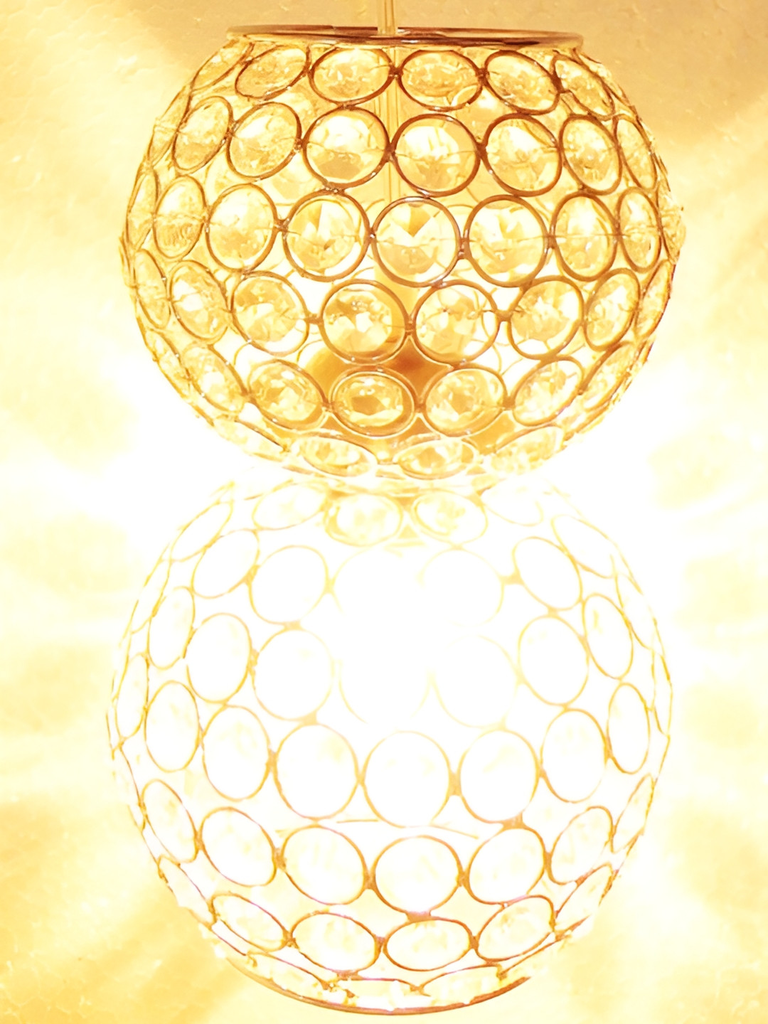 SHRI MAHAL ANTIQUES Silver-Toned Crystal Spherical Shaped Ceiling Lamp