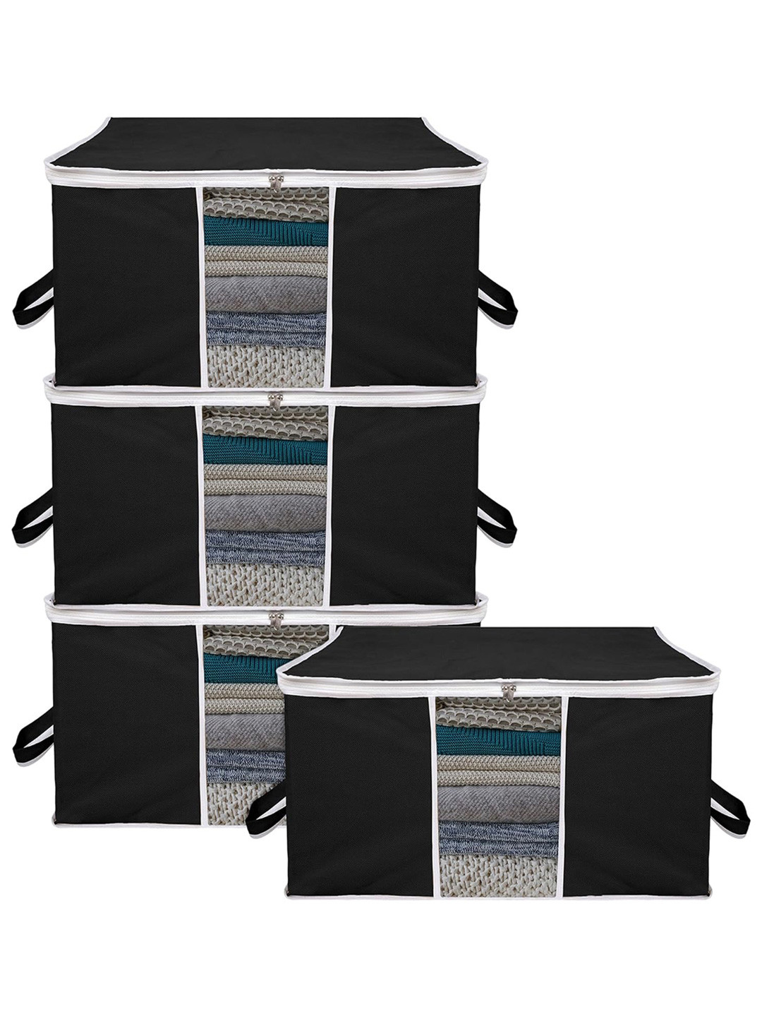 Kuber Industries 4 Pieces Black Organizer Storage Bag