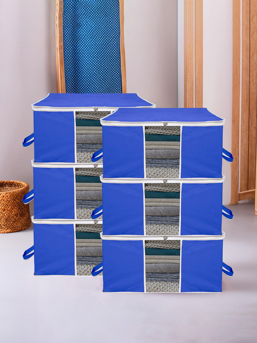 Kuber Industries Blue 6 Pieces Cloth Organizer Storage Bag
