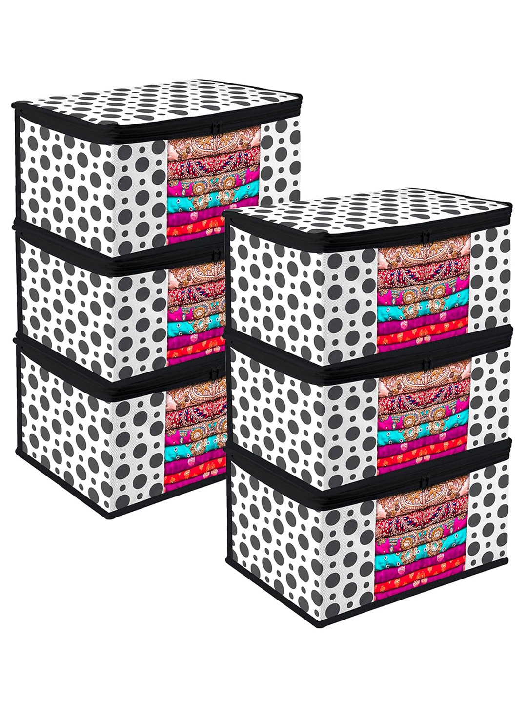 Kuber Industries Black & White 6 Pieces Regular Drawer Organiser