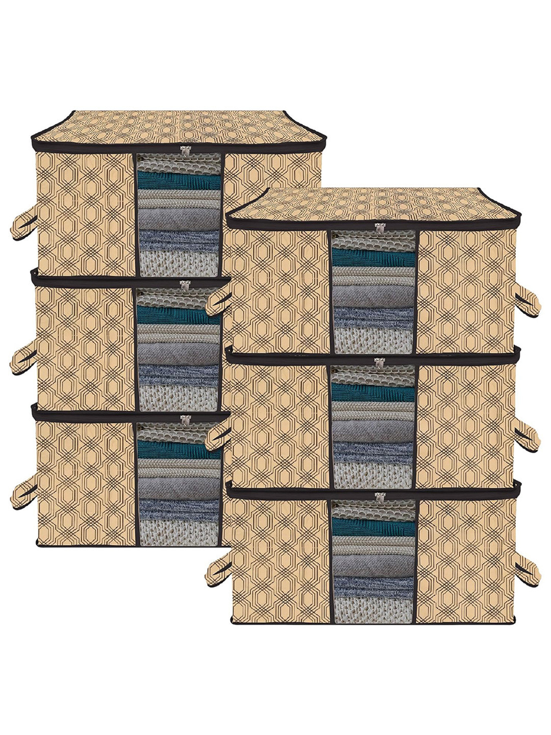 Kuber Industries Brown & Black 6 Pieces Regular Drawer Organiser