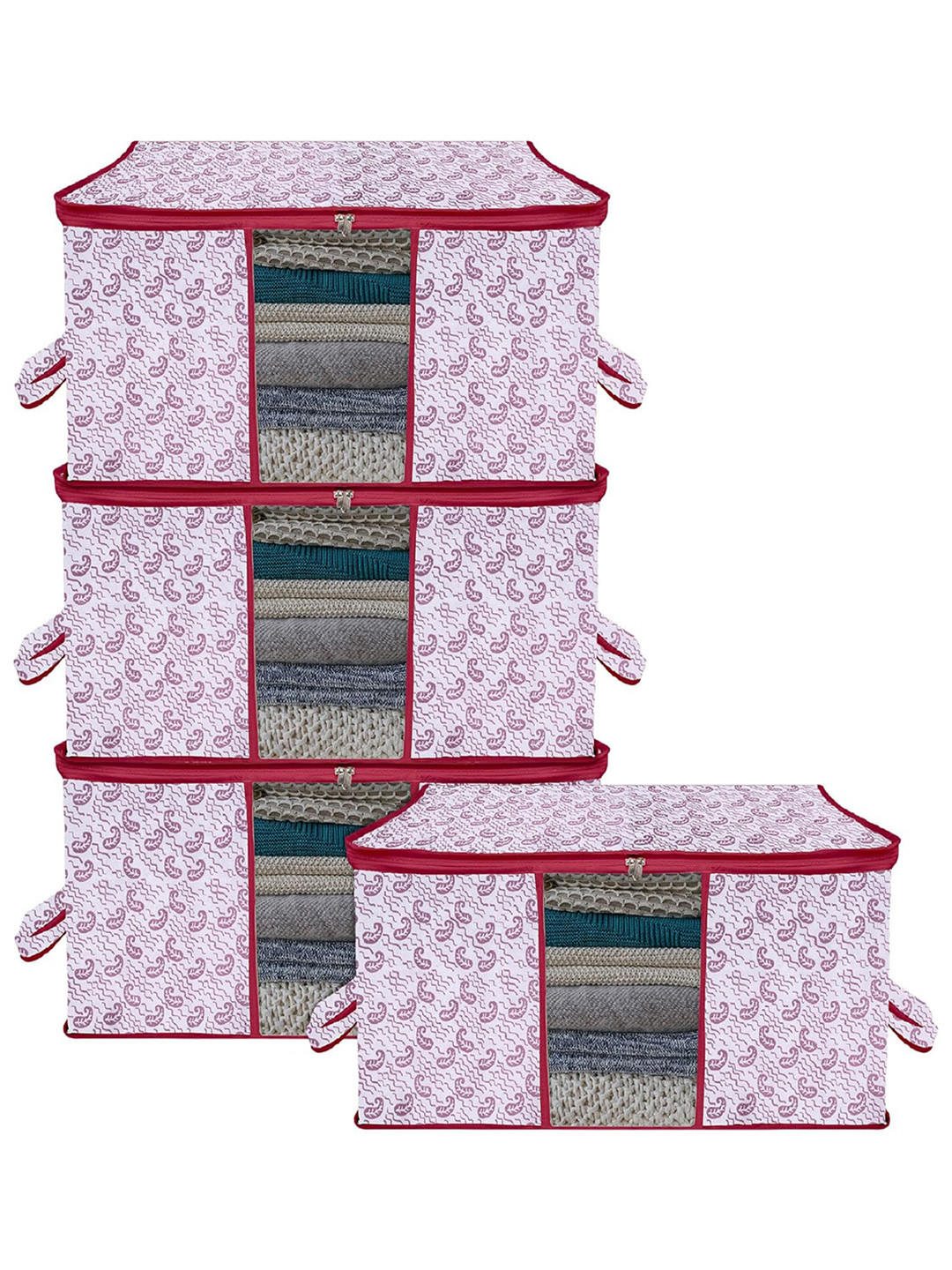 Kuber Industries Cream & Purple 4 Pieces Regular Drawer Organiser