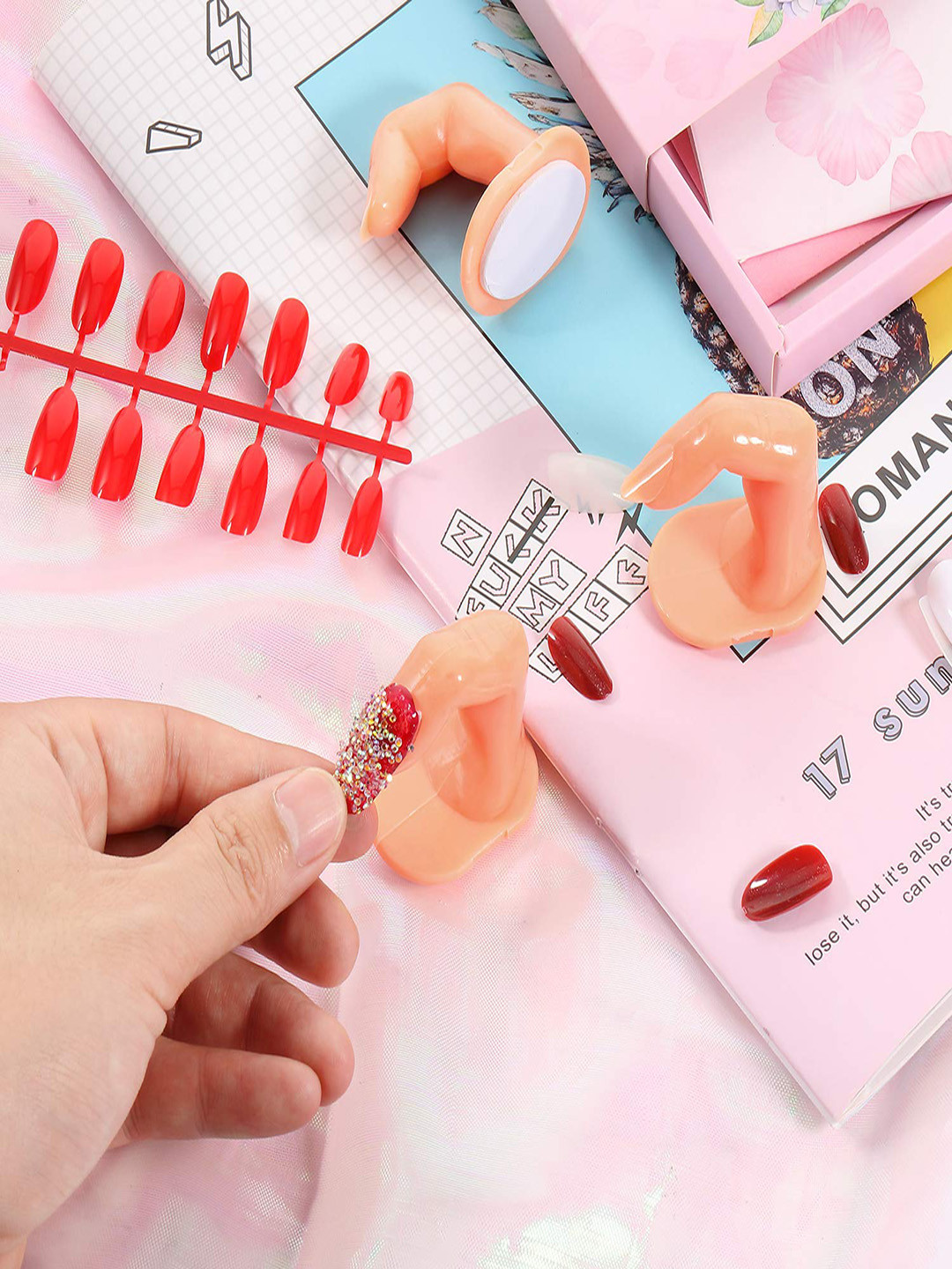 FEELHIGH 20pcs Practice Fake Fingers Nail Art