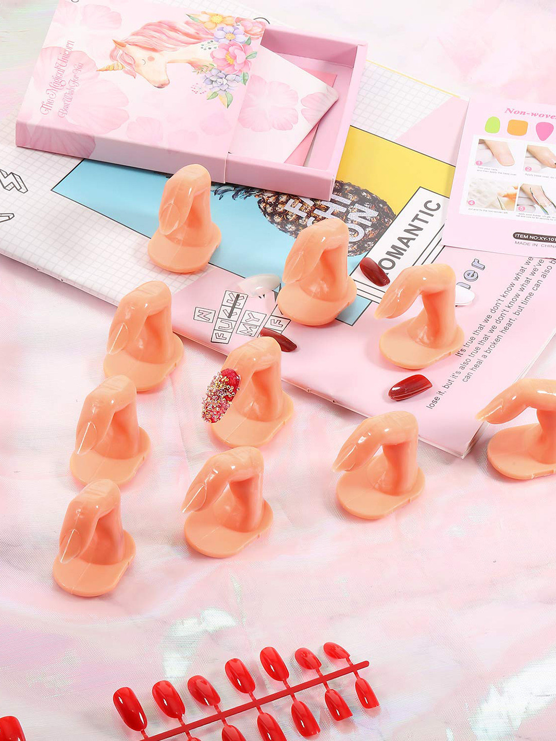 FEELHIGH 20pcs Practice Fake Fingers Nail Art