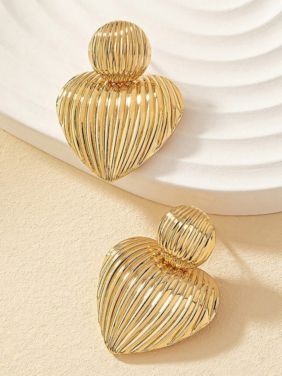 OOMPH Metal Heart Shaped Drop Earrings