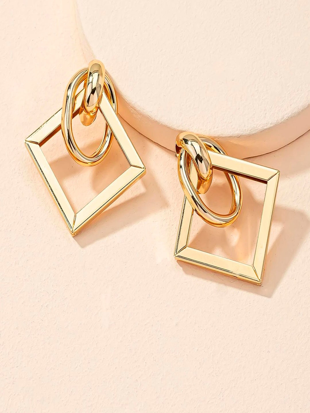OOMPH Metal Geometric Drop Earrings