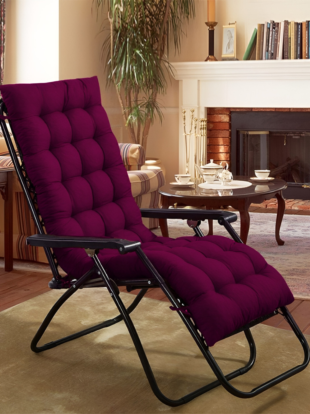 DADDY COOL Brown Quilted Rectangular Chair Cushion Pad
