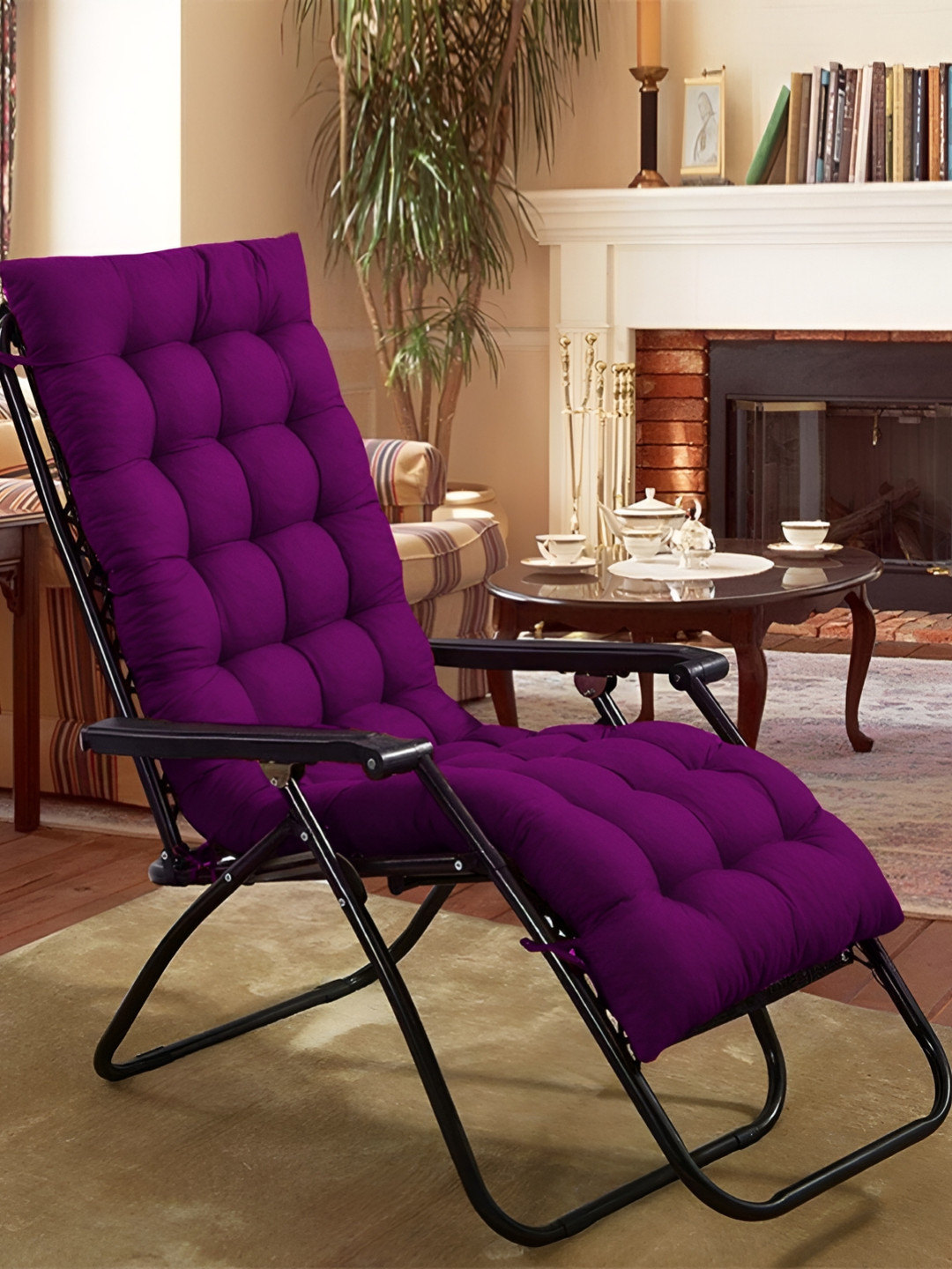 DADDY COOL Purple Quilted Rectangular Chair Cushion Pad