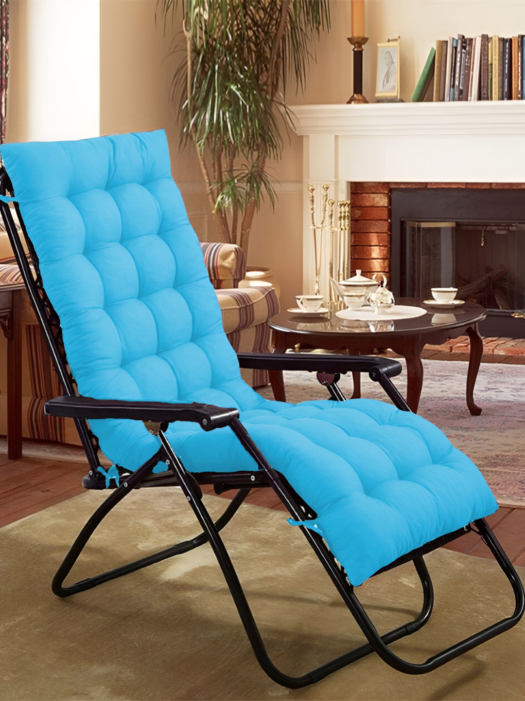 DADDY COOL Blue Quilted Rectangular Chair Cushion Pad