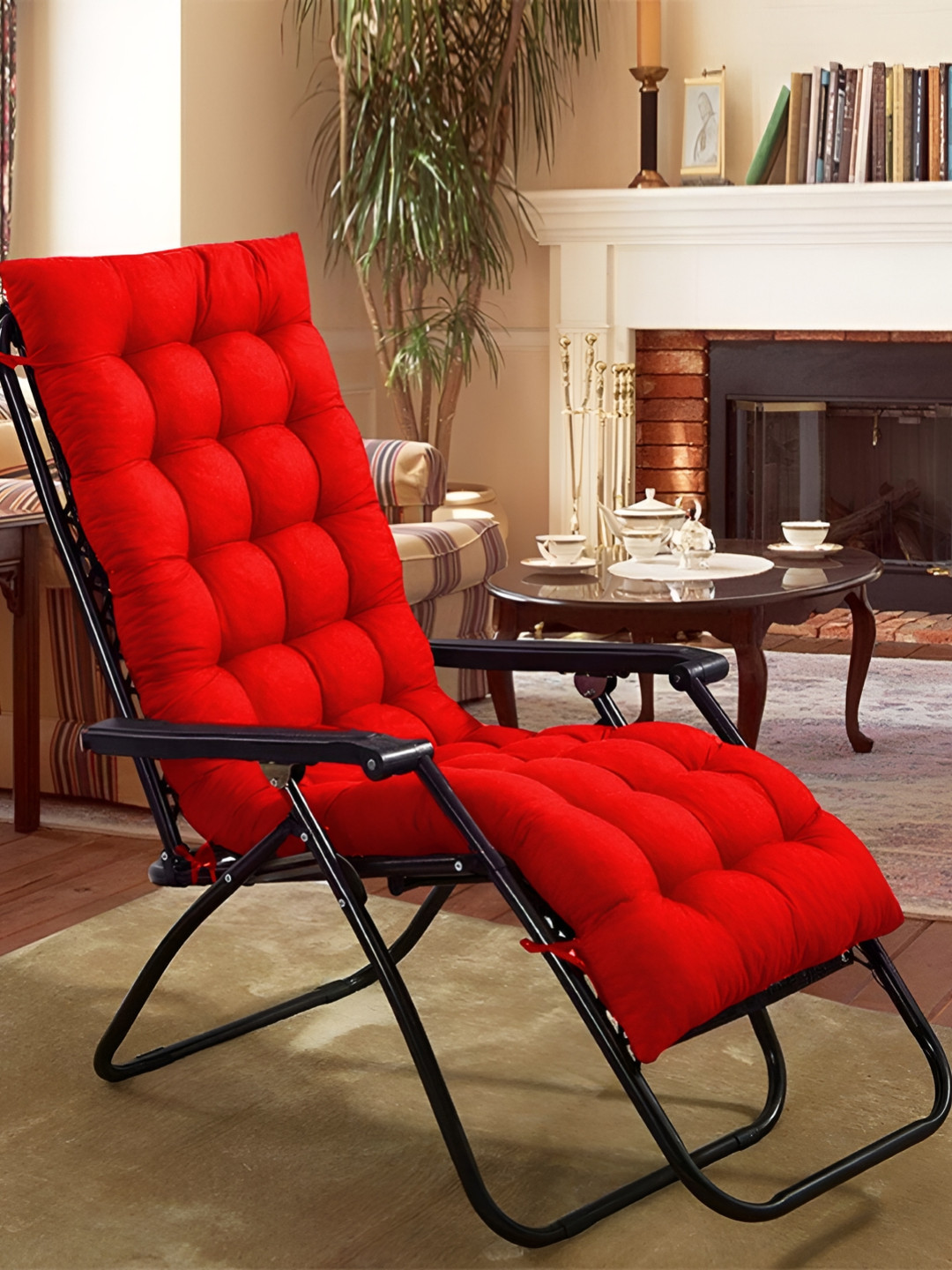 DADDY COOL Red Quilted Rectangular Chair Cushion Pad