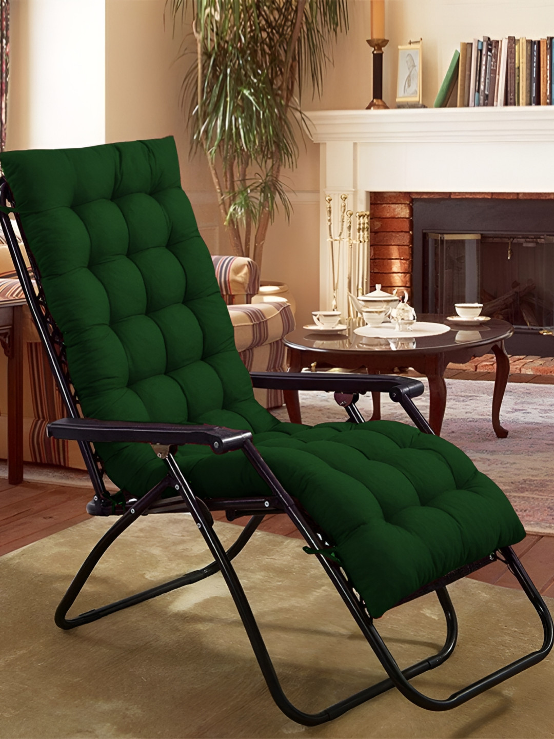 DADDY COOL Green Quilted Rectangular Chair Cushion Pad